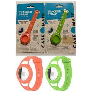 Case-Mate AirTag Kids Bracelet AirTag Case Lime Green and Coral 2PK